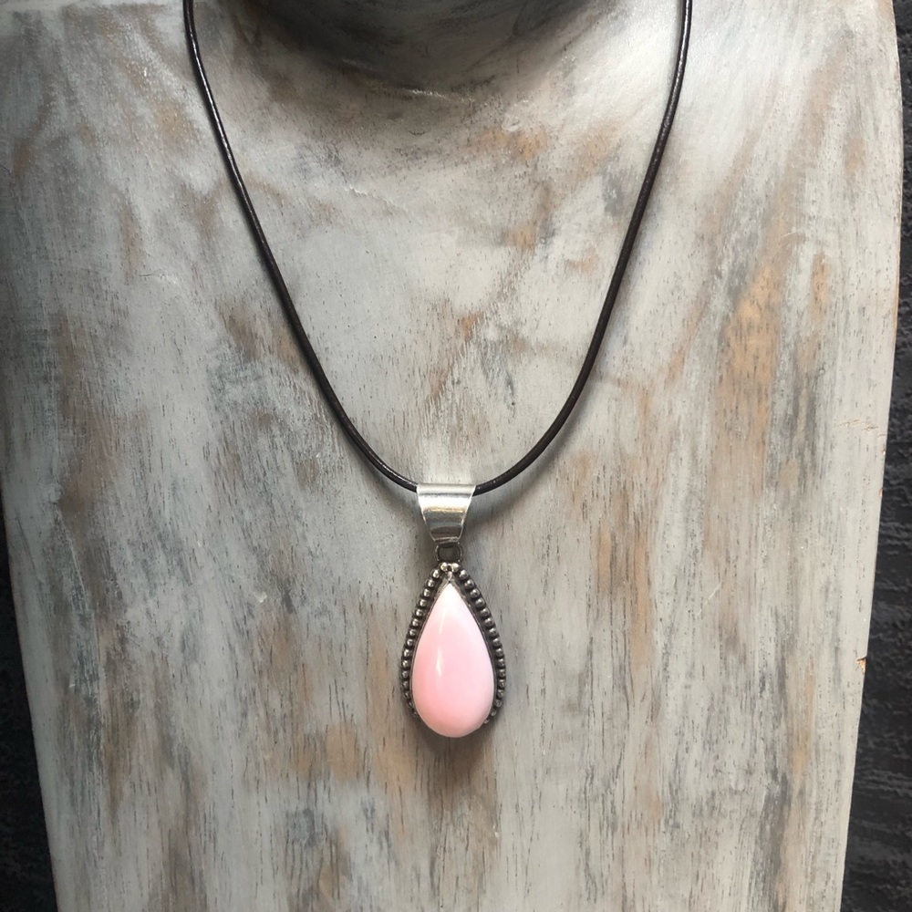 Pink Conch Shell Sterling Pendant